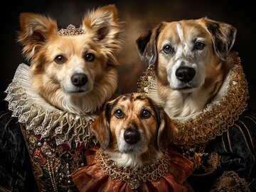 Dog jigsaws - Dogs dressed in Elizabethan costumes sitting for a portrait - picture 1
