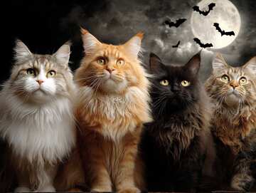 Halloween cats picture 23 - Cats Counting Bats